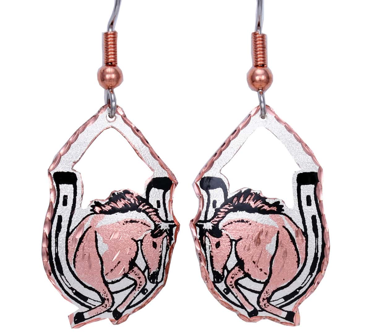 Stallion Horse and Horse Shoe Earrings Stallion Horse and Horse Shoe Earrings