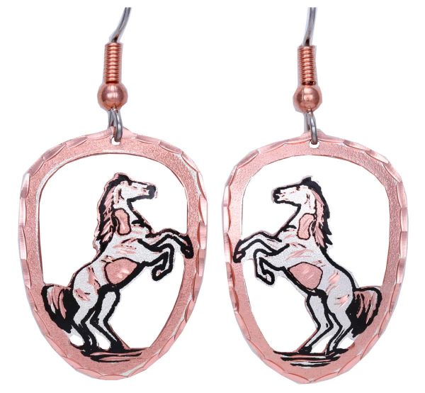 Cut Out Copper Horse Earrings