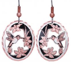 Black Background Cut Out Hummingbird Earrings