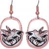 Hummingbird Earrings Cut Out from Copper