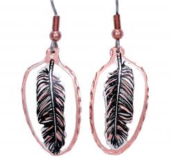 Cut Out Copper Feather Earrings