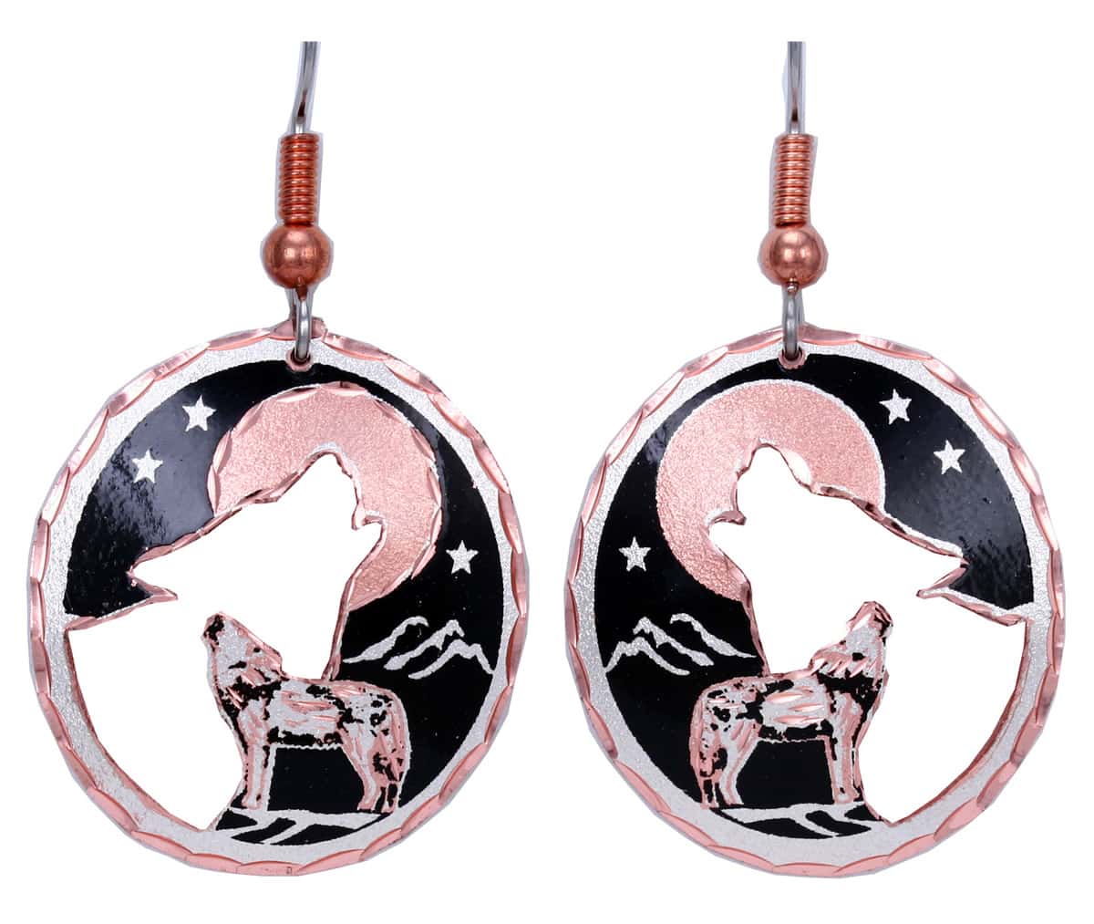 Handmade Earrings Wholesale, Stunning Howling Wolves Earrings Handmade Earrings Wholesale, Stunning Howling Wolves Earrings