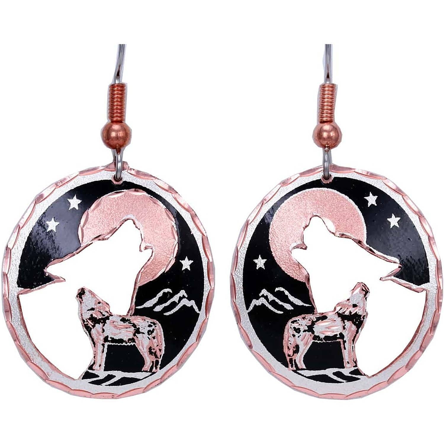 Wolf Head Drop Earrings – Silver Tone Wolves Dangle Earrings For Women