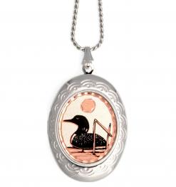 Handmade Loon Locket Necklace