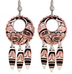 Northwest Native Raven Totem Dangle Earrings