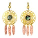 Cut Out Gold & Copper Dream Catcher Earrings