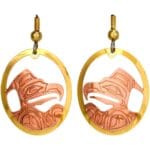 Cut Out Gold and Copper Native Eagle Totem Earrings