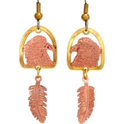 Unique Earrings with Bald Eagle with Feather Dangle Design