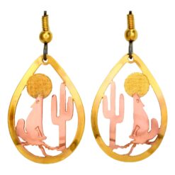 Cut Out Southwest Jewelry Desert Scene Coyote Earrings