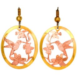 Daffodil Flowers & Hummingbird Earrings