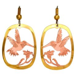 Hummingbird Earrings with Lily Flower