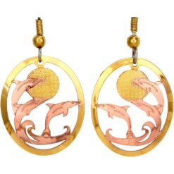 Unique earrings with three dolphins cut out design