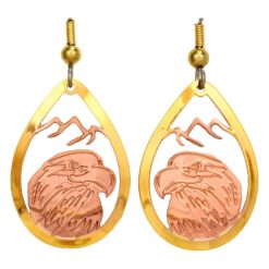 Copper eagle earrings in cut out