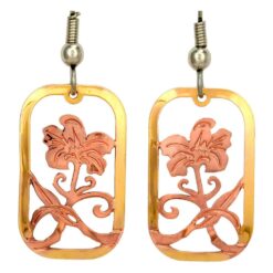 Copper and Gold Lily Earrings