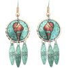 Buy nautical jewelry, dangle shell earrings made from copper in vivid colors