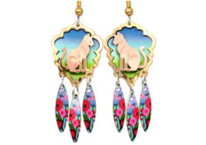 Cat Jewelry, Dangle Cat Earrings