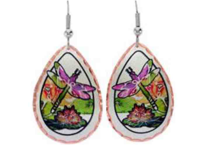 Dragonfly Jewelry Dragonfly Earrings with Colorful Flowers Dragonfly Jewelry Dragonfly Earrings with Colorful Flowers