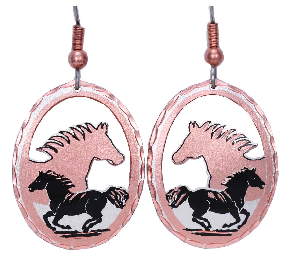 Handmade Horse Jewelry, Cut Out Copper Horse Earrings