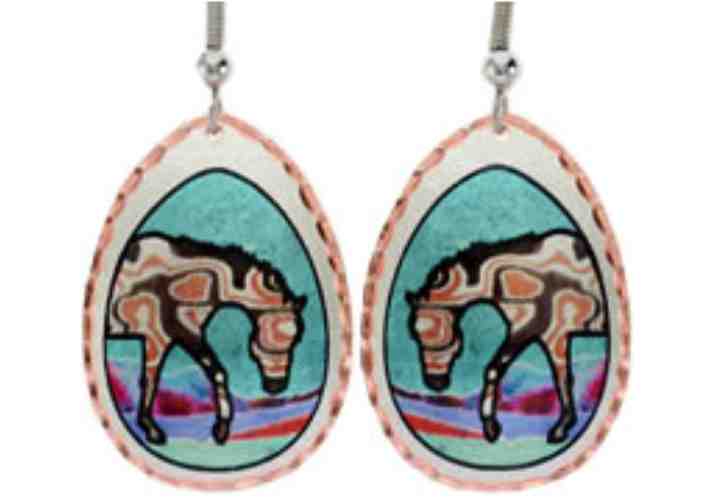Colorful Artwork Horse Jewelry, Unique Horse Earrings