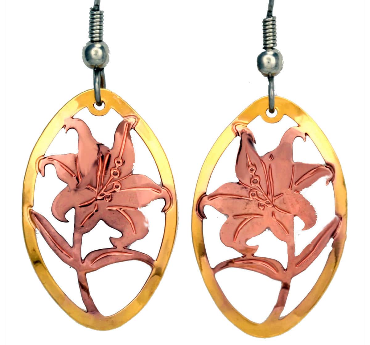Unique Nature Jewelry, Lilies Cut Out Earrings