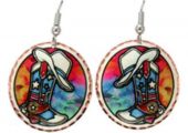 Western Art Jewelry Cowboy Boot and Cowboy Hat Earrings Handmade Cowboy Boot and Cowboy Hat Earrings