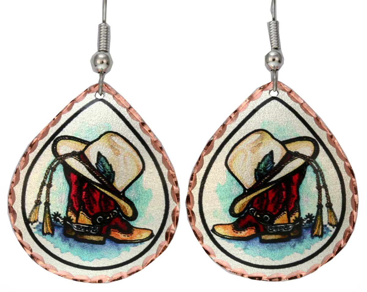 Colorful Western Jewelry, Cowboy Boots and Hat Earrings Colorful Western Jewelry, Cowboy Boots and Hat Earrings