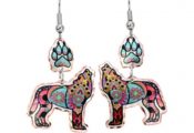 SW Native American Jewelry, Native Wolf and Dangle Wolf Paw Earrings SW Native American Jewelry, Native Wolf Earrings