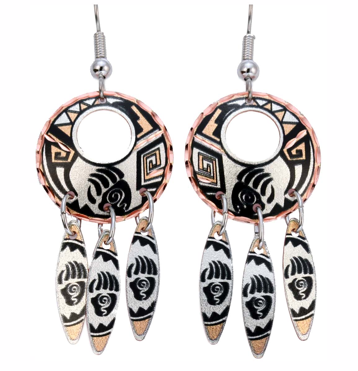 SW Native American Jewelry, Native Bear Paw Dangle Earrings