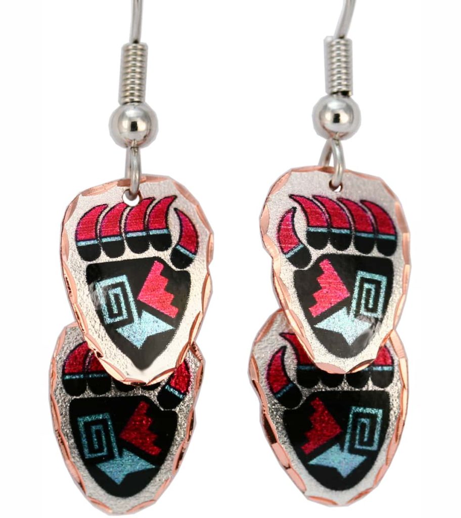 SW Native American Jewelry, Bear Paw Dangle Earrings SW Native American Jewelry, Bear Paw Dangle Earrings