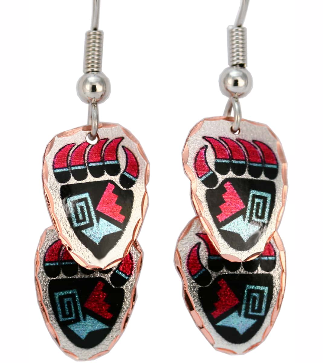 SW Native American Jewelry, Bear Paw Dangle Earrings