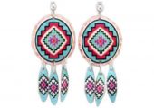 Handmade Native Earrings in Turquoise Color Turquoise Color Copper Native SW Earrings