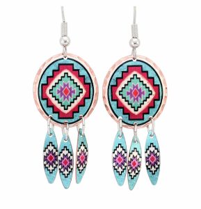 Turquoise Color Copper Native SW Earrings