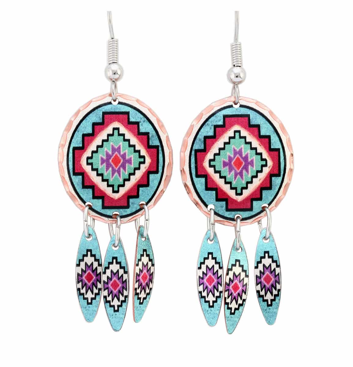 Handmade Native Earrings in Turquoise Color