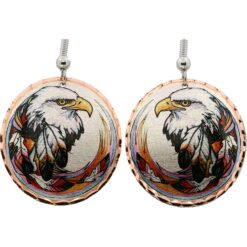 Majestic American Bald Eagle and Feathers Copper Earring