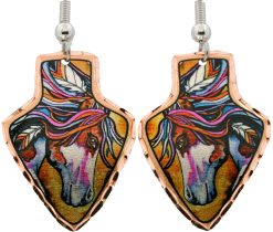 Arrowhead Colorful Native American Horse Earrings