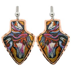 Copper American Indian Horse Arrowhead Earrings