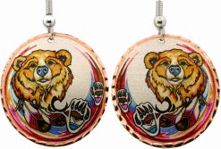 Bear, Bear Paws and Feathers Earrings with Native Flair
