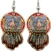 Bear with Eagle Feathers Dream Catcher Earrings
