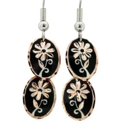 Flower Earrings with Black Background