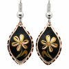Black Tear Drop Flower Earrings