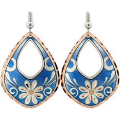 Daisy Earrings with Blue Background