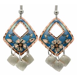 Blue Dangle Flower Earrings