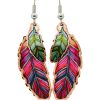 Colorful Feather Dangle Copper Earrings Colorful Feather Dangle Copper Earrings