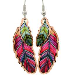 Colorful Feather Dangle Copper Earrings