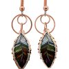 Colorful Feather Wire Dangle Copper Earrings