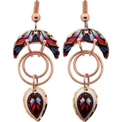 Unique Colorful Wire Dangle Feather Copper Earrings