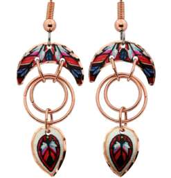 Wire Feather Dangle Copper Earrings