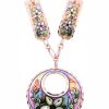 Colorful Flower Necklaces with Copper Chain, Art Jewelry