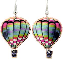 Hot Air Balloon Jewelry, Dangle Earrings