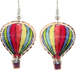 Green, Blue and Red Hot Air Balloon Earrings